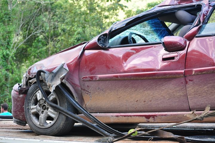 damaged car following a crash