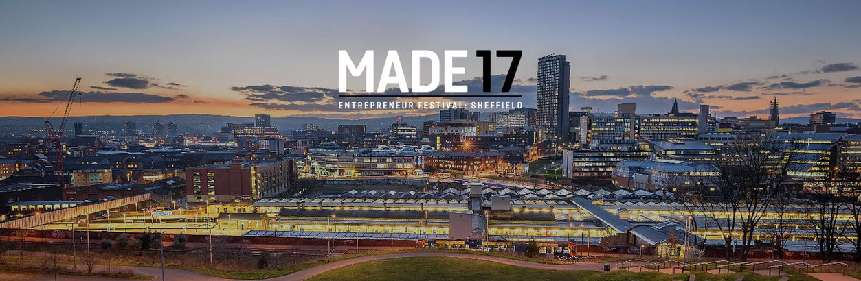 Sheffield skyline with 'MADE 17' in the sky